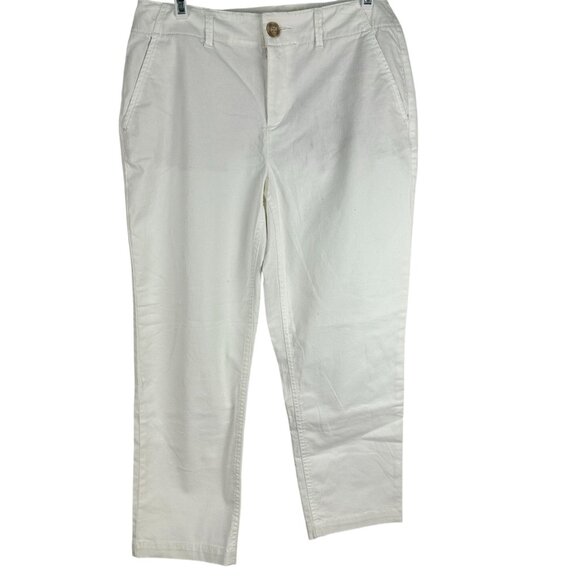 Loft Womens White Monroe Slim Fit Cropped Pants Size 6P Cotton & Spandex - Picture 1 of 6